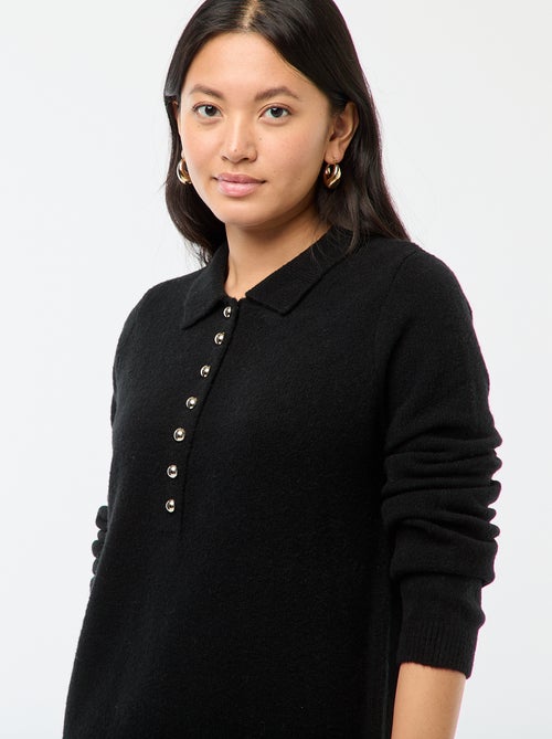 Vestido camisola comprido com gola polo fantasia - Kiabi