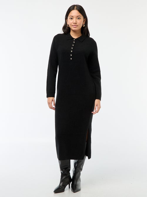 Vestido camisola comprido com gola polo fantasia - Kiabi