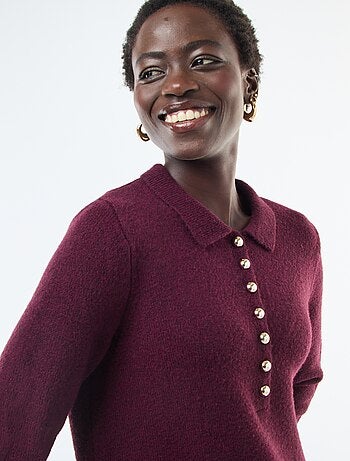 Vestido camisola comprido com gola polo fantasia