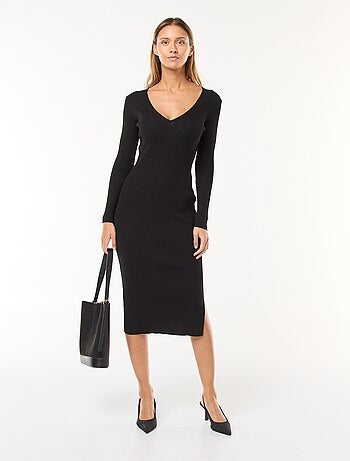 Vestido camisola comprido em rib