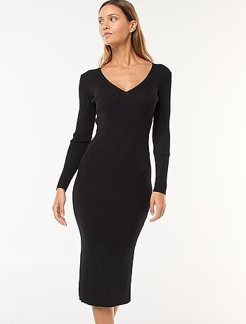 Vestido camisola comprido em rib