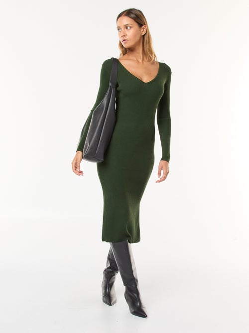 Vestido camisola comprido em rib - Kiabi
