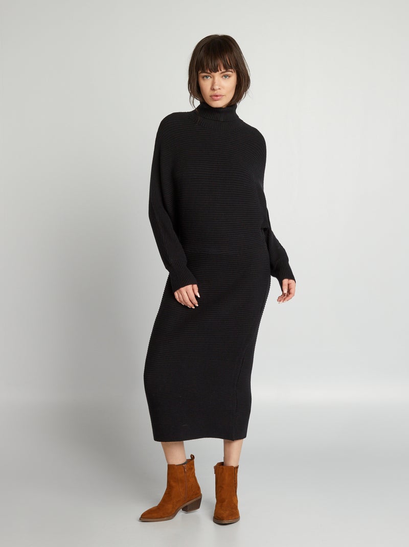 Vestido-camisola comprido Preto - Kiabi