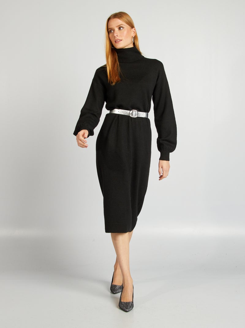 Vestido-camisola comprido Preto - Kiabi