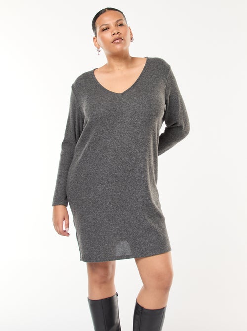 Vestido camisola corte curto em malha grossa - Kiabi