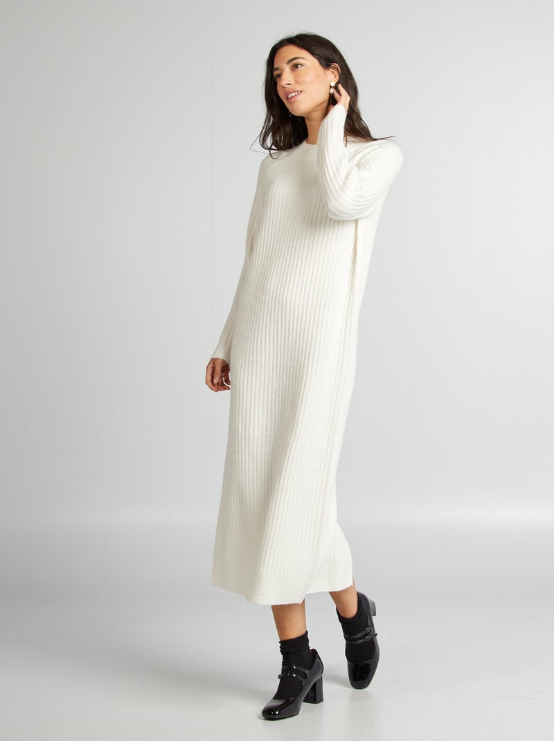 Vestido camisola corte midi Branco - Kiabi