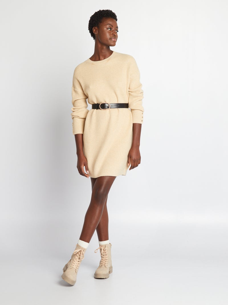 Vestido-camisola curto BEGE - Kiabi