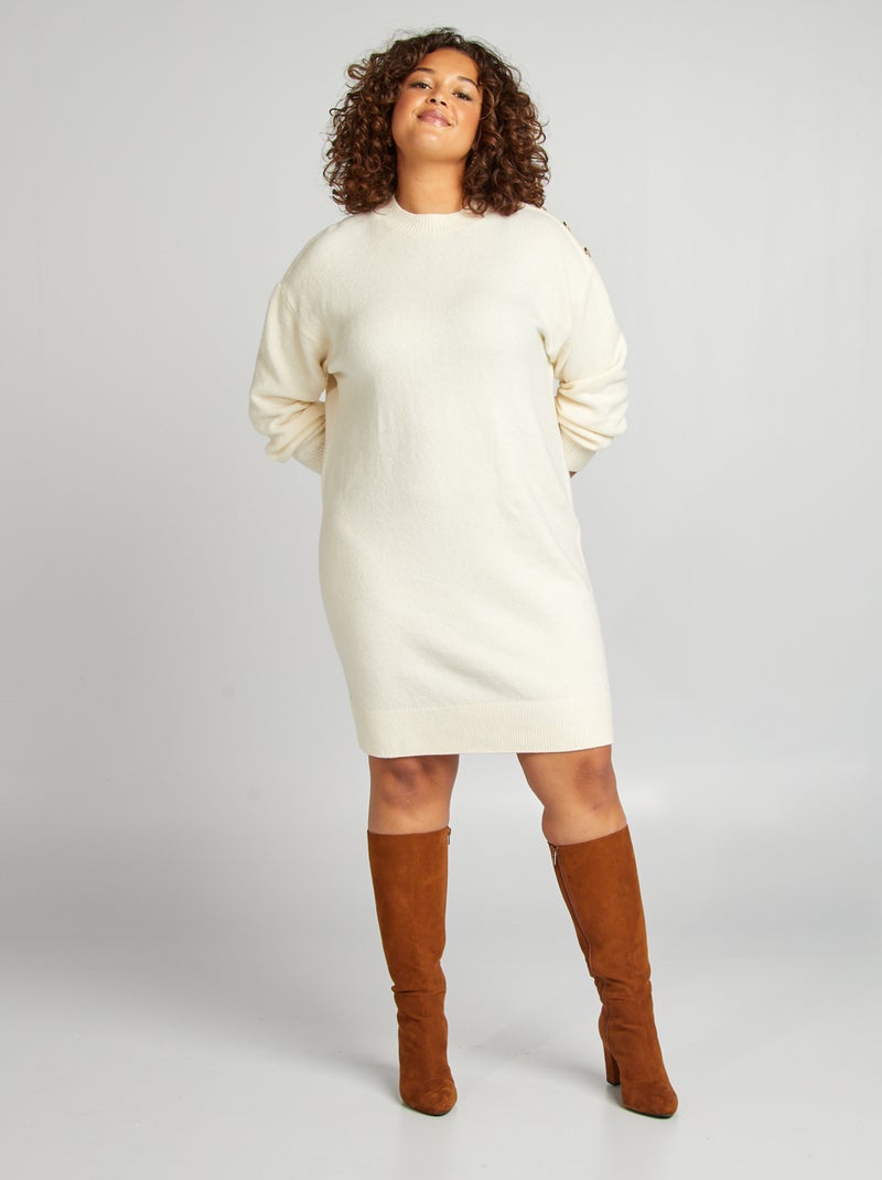 Vestido-camisola curto com botões dourados de fantasia BRANCO - Kiabi