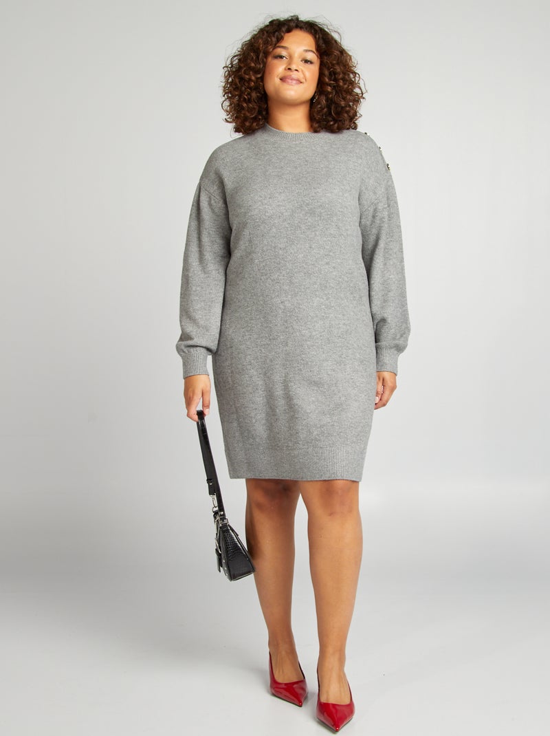 Vestido-camisola curto com botões dourados de fantasia CINZA - Kiabi