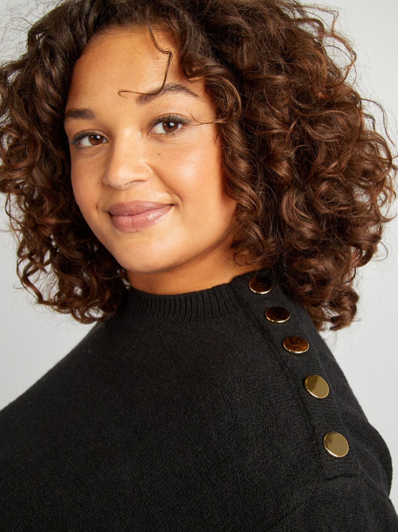 Vestido-camisola curto com botões dourados de fantasia Preto - Kiabi