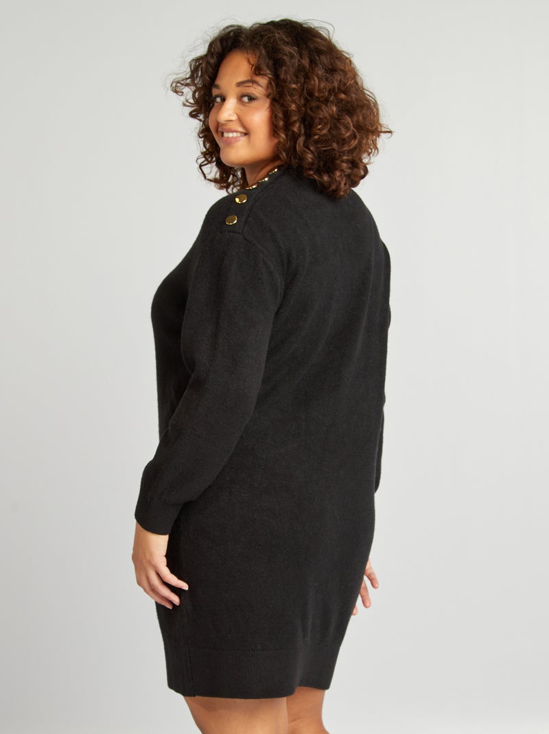 Vestido-camisola curto com botões dourados de fantasia Preto - Kiabi
