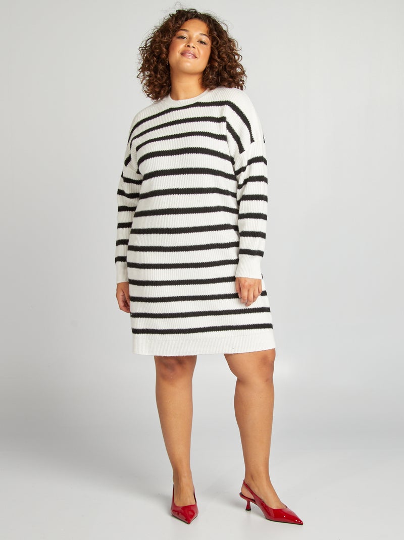 Vestido-camisola curto em malha BRANCO - Kiabi