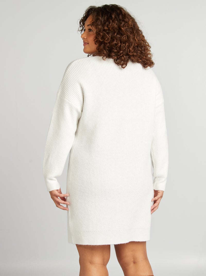 Vestido-camisola curto em malha Branco - Kiabi