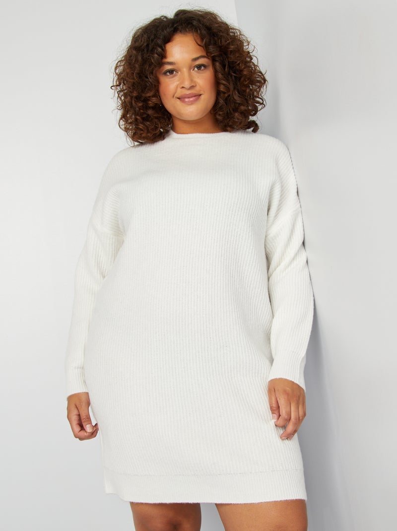 Vestido-camisola curto em malha Branco - Kiabi