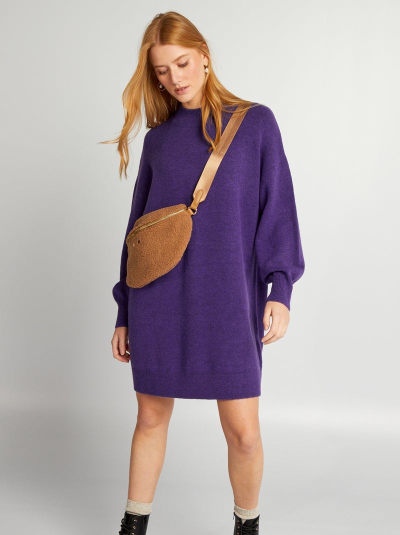 Vestido-camisola curto em malha lisa VIOLETA - Kiabi