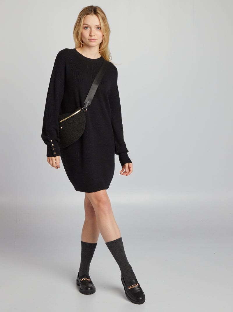 Vestido-camisola curto Preto - Kiabi