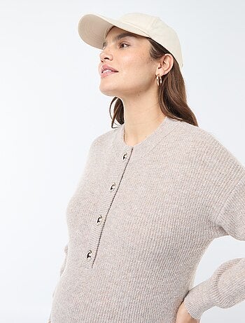 Vestido-camisola de amamentação com abertura com botões