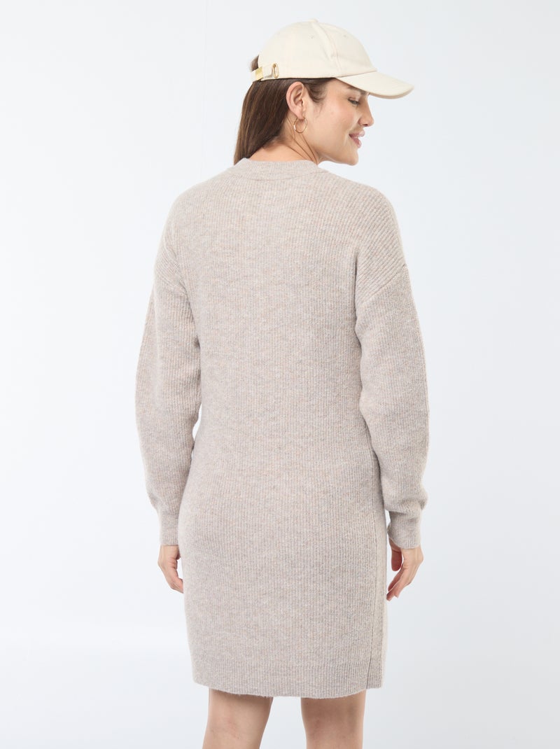 Vestido-camisola de amamentação com abertura com botões Bege - Kiabi