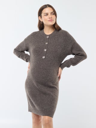Vestido-camisola de amamentação com abertura com botões