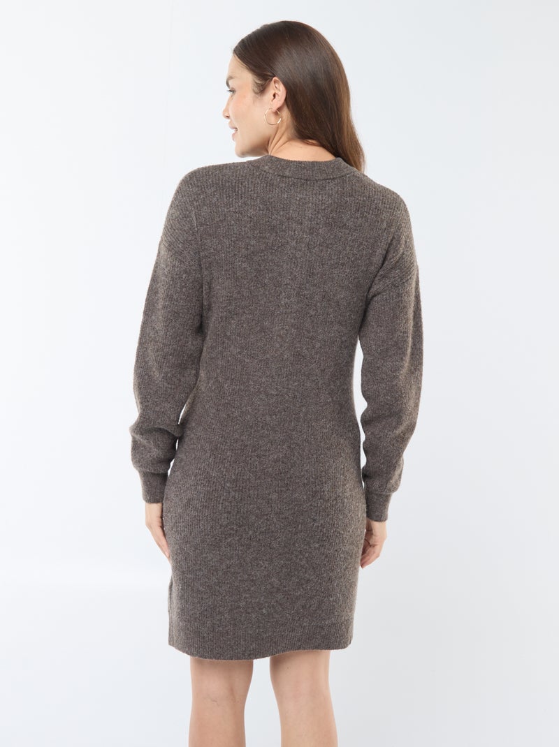 Vestido-camisola de amamentação com abertura com botões Castanho - Kiabi