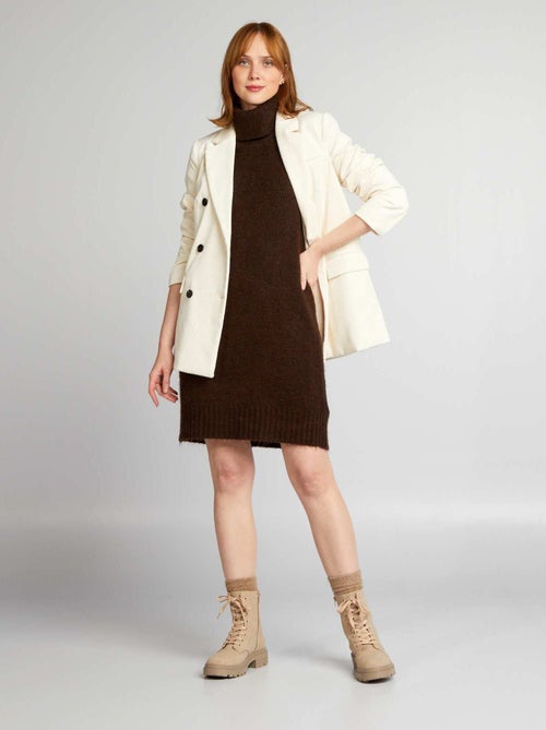 Vestido-camisola de gola alta - Kiabi