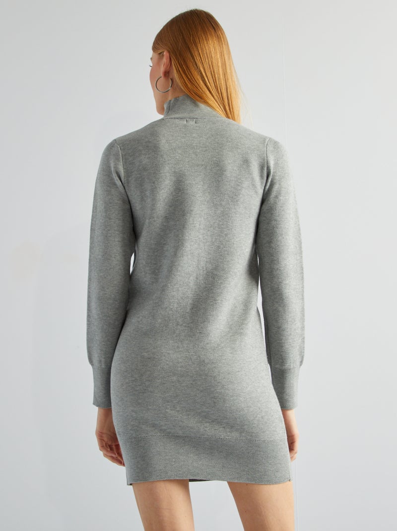 Vestido-camisola de gola alta CINZA - Kiabi