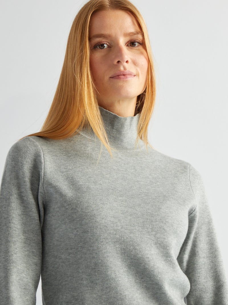 Vestido-camisola de gola alta CINZA - Kiabi