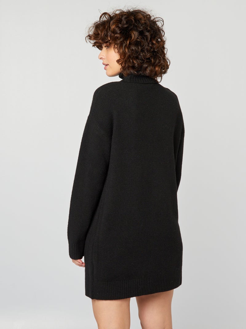 Vestido-camisola de gola alta de lã misturada Preto - Kiabi
