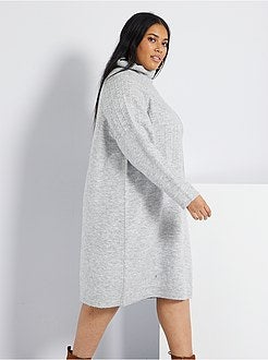 Vestido-camisola de gola alta em malha de fantasia - Kiabi