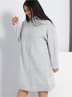 Vestido-camisola de gola alta em malha de fantasia - Kiabi