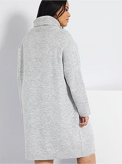 Vestido-camisola de gola alta em malha de fantasia - Kiabi