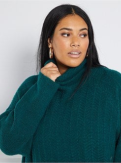 Vestido-camisola de gola alta em malha de fantasia - Kiabi