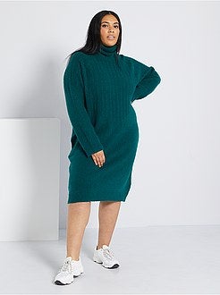 Vestido-camisola de gola alta em malha de fantasia - Kiabi