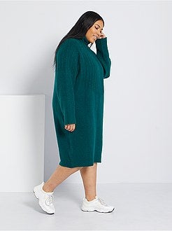 Vestido-camisola de gola alta em malha de fantasia - Kiabi