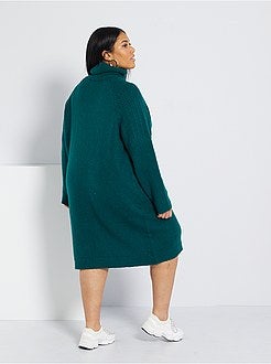 Vestido-camisola de gola alta em malha de fantasia - Kiabi