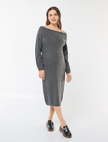 Vestido-camisola de grávida com gola bardot