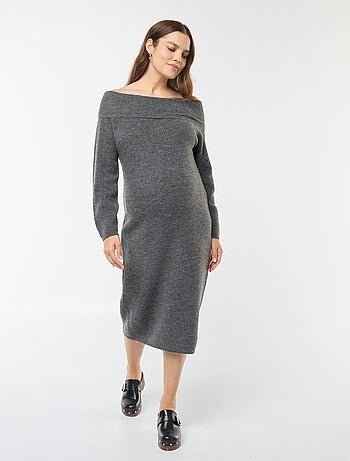 Vestido-camisola de grávida com gola bardot
