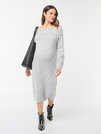 Vestido-camisola de grávida com gola bardot