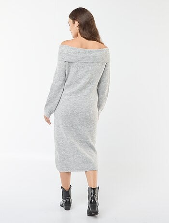 Vestido-camisola de grávida com gola bardot