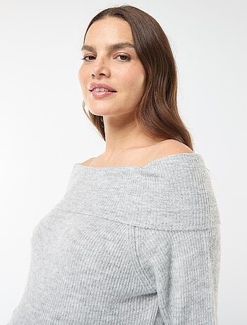 Vestido-camisola de grávida com gola bardot