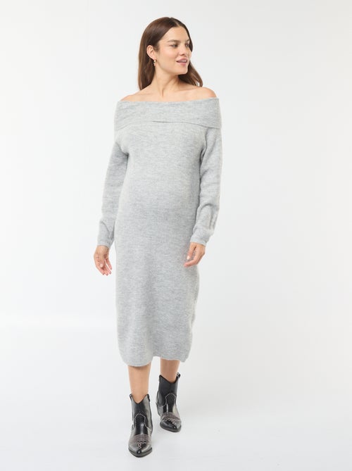 Vestido-camisola de grávida com gola bardot - Kiabi