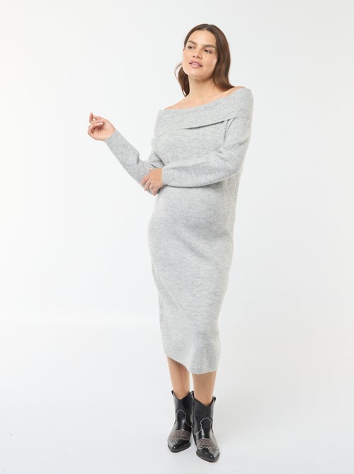 Vestido-camisola de grávida com gola bardot - Kiabi