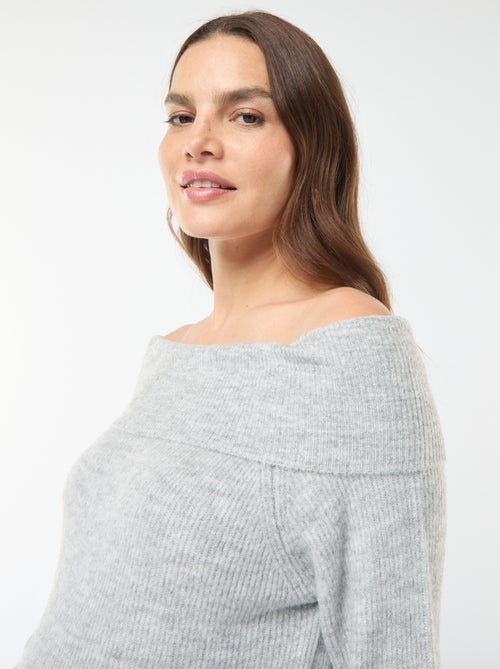 Vestido-camisola de grávida com gola bardot - Kiabi