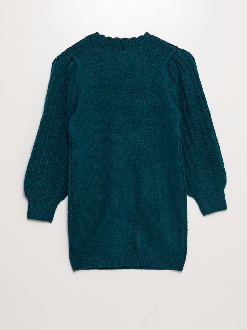 Vestido-camisola de malha ajurada e torcida Verde - Kiabi