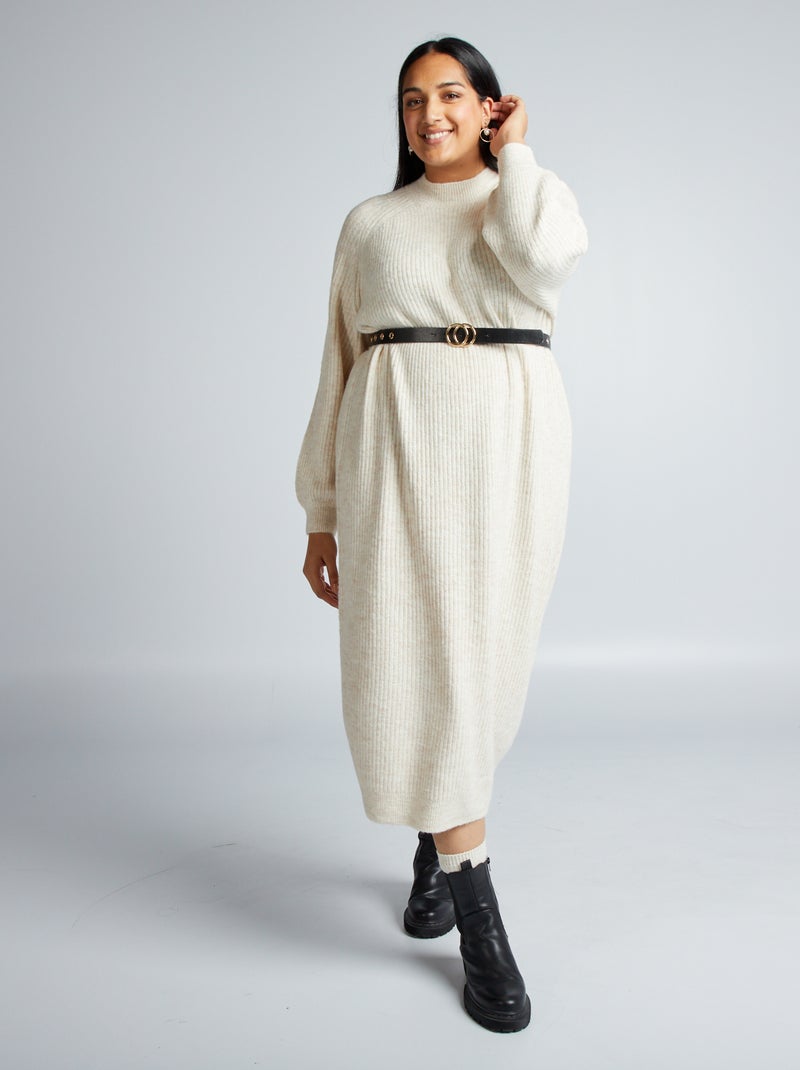 Vestido-camisola de malha BEGE - Kiabi