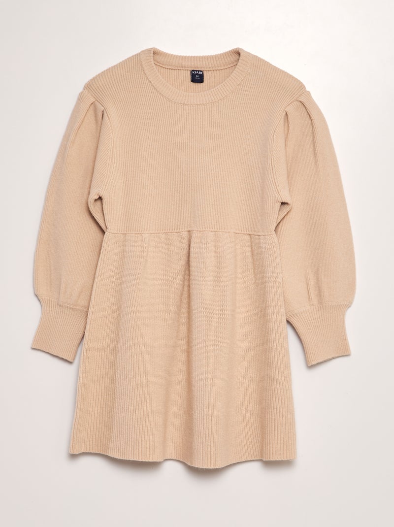 Vestido-camisola de malha BEGE - Kiabi