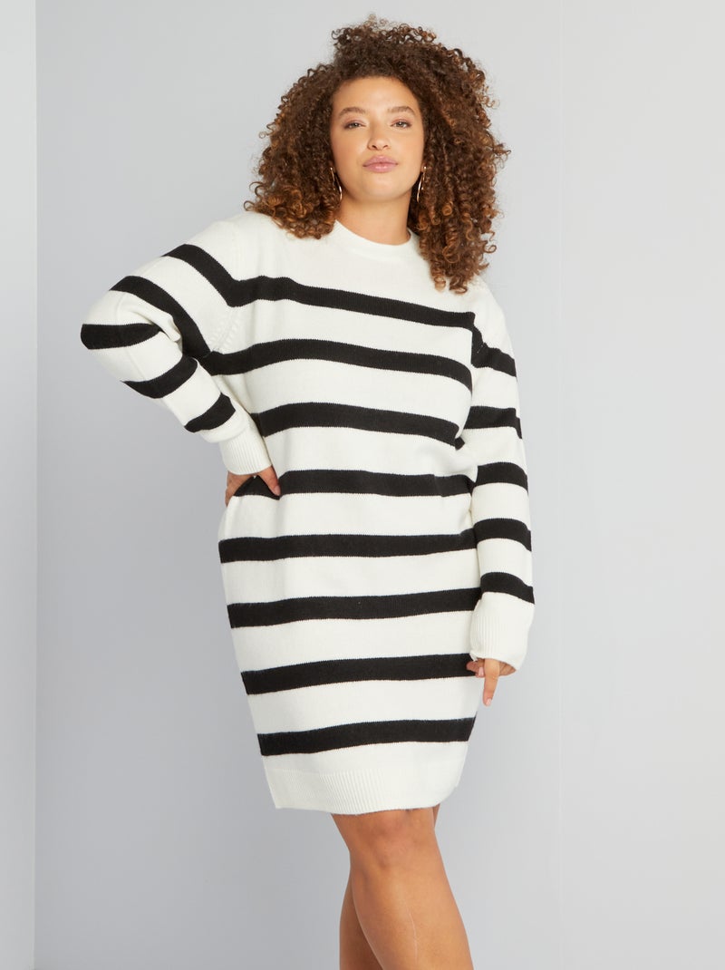 Vestido-camisola de malha BRANCO - Kiabi