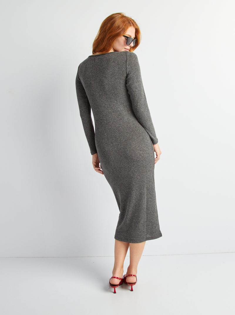 Vestido-camisola de malha CINZA - Kiabi
