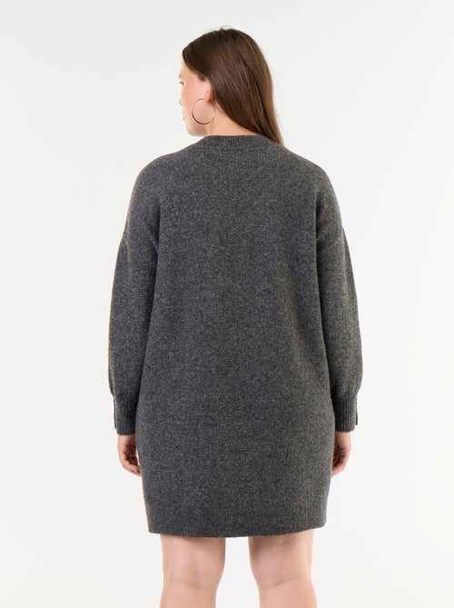 Vestido camisola de malha com botões fantasia nas mangas - Kiabi
