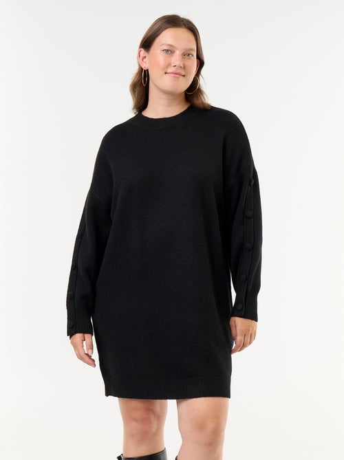 Vestido camisola de malha com botões fantasia nas mangas - Kiabi